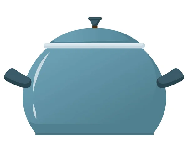 スープと2番目のコースを調理するためのポットのベクトル図面。白い背景に隔離された平らなスタイルで鍋。台所用品・調理器具. — ストックベクタ