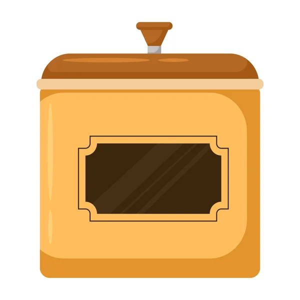 Pot vectoriel pour épices, céréales, condiments, produits en vrac ou sucre. Dessin vectoriel d'un récipient pour céréales isolé sur fond blanc. Organisation de rangement de cuisine, articles de style plat. — Image vectorielle