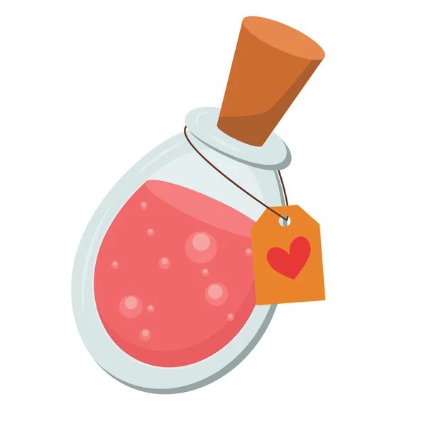 Flask Hearts Icon Flat Style Isolated White Background Love Elixir — Stock Vector
