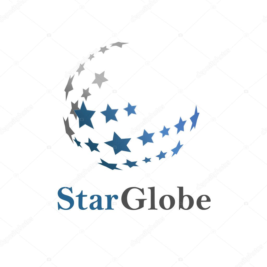 Simple minimalist elegant star globe logo vector design company startup success