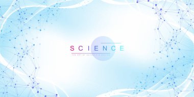 Bilimsel vektör çizimi genetik mühendisliği, DNA sarmalları, DNA ipliği, molekül veya atom, nöronlar. Genomik sekanslar görselleştirme. Bilim veya tıbbi geçmiş için soyut yapı.