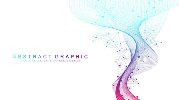 Digits abstract background with connected line and dots, wave flow. Digital neural networks. Network and connection background for your presentation. Graphic polygonal background. Vector illustration. — Stock Vector