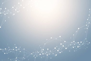 Geometrik grafik arkaplan molekülü ve iletişim. Bileşikli büyük veri kompleksi. Pleksus çizgileri, minimum dizi. Dijital veri görselleştirme. Bilimsel sibernetik çizim.