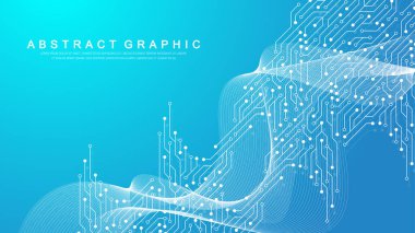 Devre kartı elektronik elementlerle ana kart vektör şablonu. Bilgisayar teknolojisi için elektronik doku, mühendislik konsepti. Ana kart bilgisayarı soyut illüstrasyon oluşturdu