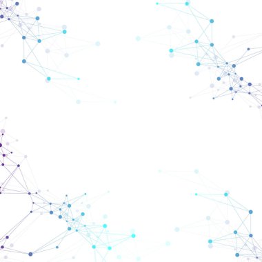 Geometrik grafik arkaplan molekülü ve iletişim. Bileşikli büyük veri kompleksi. Pleksus çizgileri, minimum dizi. Dijital veri görselleştirme. Bilimsel sibernetik çizim.