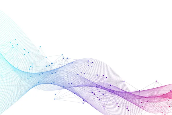 Bilimsel illüstrasyon genetik mühendisliği ve gen manipülasyonu kavramı. DNA sarmalları, DNA iplikleri, molekül veya atom, nöronlar. Bilim ya da tıp geçmişi için soyut bir yapı. Dalga akışı — Stok fotoğraf