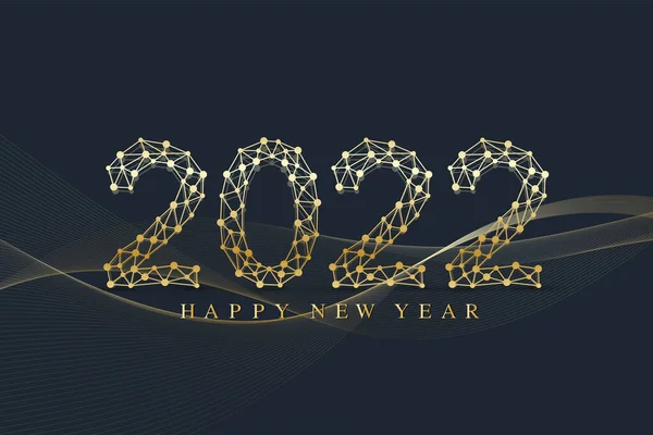 Modern technology template for Merry Christmas and Happy New Year 2022 with connected lines and dots. Digital geometric effect. Vector illustration — Stock Vector