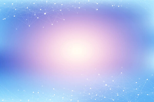 Geometric graphic background molecule and communication. Big data complex with compounds. Lines plexus, minimal array. Digital data visualization. Scientific cybernetic illustration.