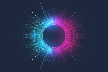 Bilimsel illüstrasyon genetik mühendisliği ve gen manipülasyonu kavramı. DNA sarmalları, DNA iplikleri, molekül veya atom, nöronlar. Bilim ya da tıp geçmişi için soyut bir yapı. Dalga akışı
