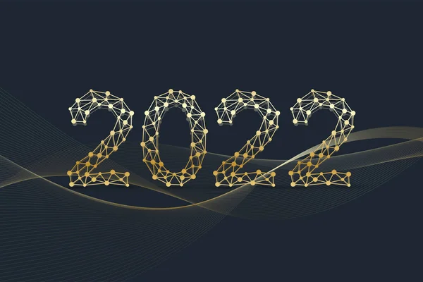 Современный технологический шаблон для Счастливого Рождества и Нового 2022 года с подключенными линиями и точками. Цифровой геометрический эффект, иллюстрация — стоковое фото