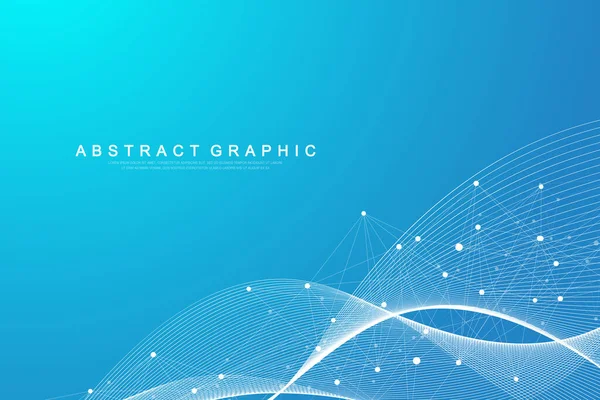 Digits abstract background with connected line and dots, wave flow. Digital neural networks. Network and connection background for your presentation. Graphic polygonal background. Vector illustration. — Stock Vector