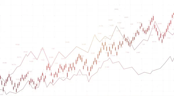 Gráfico financeiro abstrato com gráfico de linha de alta tendência e mapa do mundo em fundo de cor preto e branco. Gráfico gráfico de vara de vela de negócios de negociação de investimento no mercado de ações, ilustração. — Fotografia de Stock