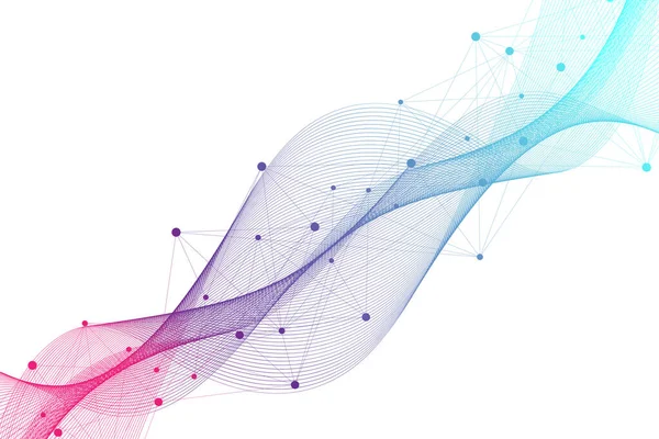 Bağlı çizgiler ve noktalarla Geometrik soyut arkaplan. Bağlantı noktası. Molekül ve iletişim geçmişi. Tasarım illüstrasyonunuz için grafiksel bağlantı arkaplanı. — Stok fotoğraf