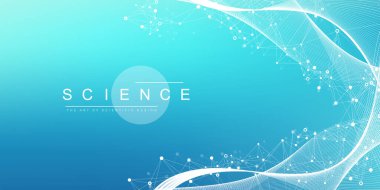 Bilimsel vektör çizimi genetik mühendisliği, DNA sarmalları, DNA ipliği, molekül veya atom, nöronlar. Genomik sekanslar görselleştirme. Bilim veya tıbbi geçmiş için soyut yapı.