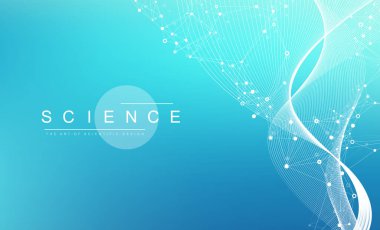 Bilimsel vektör çizimi genetik mühendisliği, DNA sarmalları, DNA ipliği, molekül veya atom, nöronlar. Genomik sekanslar görselleştirme. Bilim veya tıbbi geçmiş için soyut yapı.