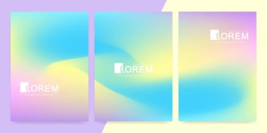 Kapak tasarımı pastel renklerde. Soyut gökkuşağı gökkuşağı gradyan arkaplanı. Yenilik modern arka plan tasarımı. Ekoloji konsepti. 80 'lerin renkli posterleri. Vektör illüstrasyonu