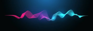 Çizgiler ve noktalarla müzik dalgası poster tasarımı. Soyut gradyan çizgi dalgaları olan ses pilotu. Müzik soyut arkaplan illüstrasyonu.