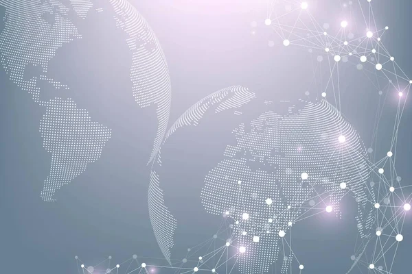 Büyük veri görselleştirmesi. Geometrik soyut arka plan görsel bilgi karmaşıklığı. Fütürist bilgi grafikleri tasarımı. Bağlı çizgi ve noktalar ile teknoloji arka planı, dalga akışı illüstrasyonu