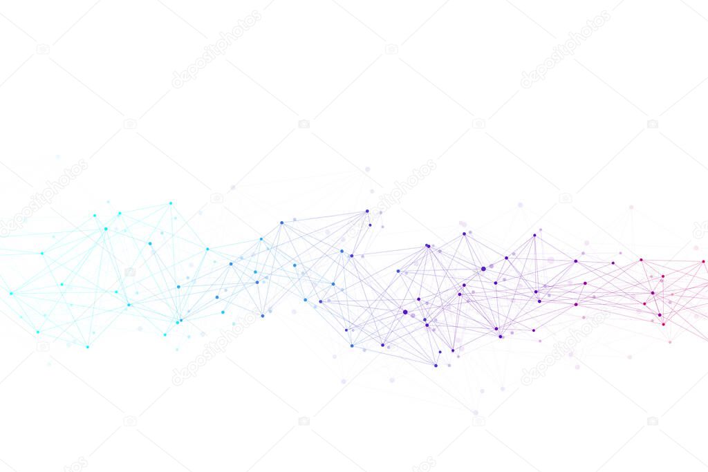 Big Genomic Data Visualization. DNA helix, DNA strand, DNA Test. Molecule or atom, neurons. Abstract structure for Science or medical background, banner, illustration