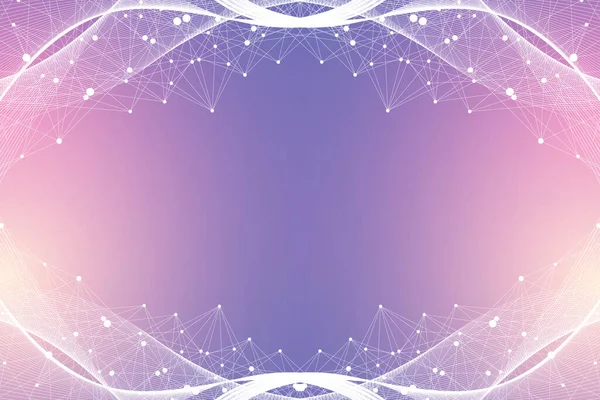 Bilimsel illüstrasyon genetik mühendisliği ve gen manipülasyonu kavramı. DNA sarmalları, DNA iplikleri, molekül veya atom, nöronlar. Bilim veya tıbbi geçmiş için soyut yapı