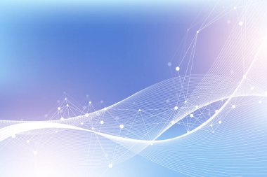 Bilimsel illüstrasyon genetik mühendisliği ve gen manipülasyonu kavramı. DNA sarmalları, DNA iplikleri, molekül veya atom, nöronlar. Bilim ya da tıp geçmişi için soyut bir yapı. Dalga akışı.