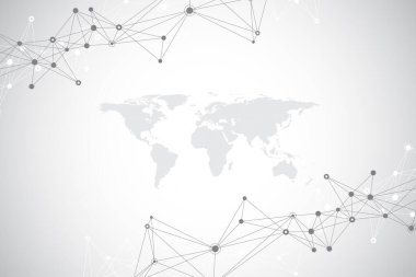 Noktalar ve çizgiler birleştirilmiş teknoloji soyut arka planı. Büyük veri görselleştirmesi. Yapay Zeka ve Makine Öğrenme Arkaplanı. Analitik Ağ illüstrasyonu.