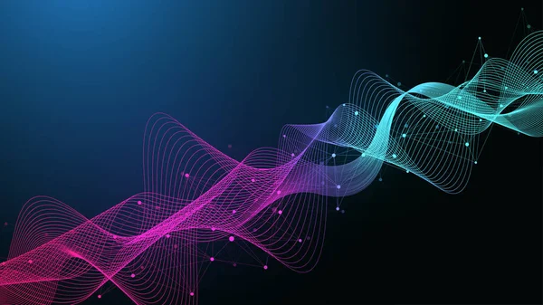 Flowing Geometric Abstract Background Connected Lines Dots Connectivity Flow Point — Stockfoto