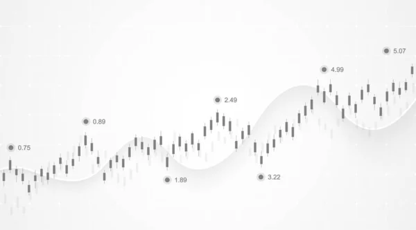 Wykres Danych Finansowych Szarym Tle Otoczenie Biznesowe Wykresem Świeczników Dla — Wektor stockowy