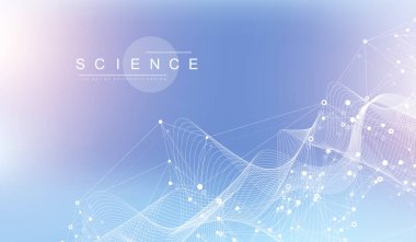 Bağlı çizgiler ve noktalarla Geometrik soyut arkaplan. Bağlantı noktası. Molekül ve iletişim geçmişi. Tasarımınız için grafiksel bağlantı arka planı. Vektör illüstrasyonu