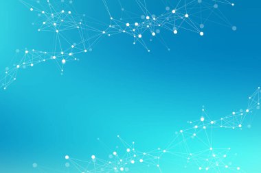 Bağlı çizgiler ve noktalarla Geometrik soyut arkaplan. Bağlantı noktası. Molekül ve iletişim geçmişi. Tasarım illüstrasyonunuz için grafiksel bağlantı arkaplanı