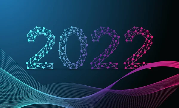 Современный Технологический Шаблон Счастливого Рождества Нового 2022 Года Подключенными Линиями — стоковое фото