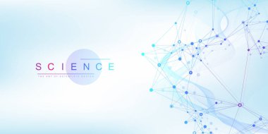 Bilimsel vektör çizimi genetik mühendisliği, DNA sarmalları, DNA ipliği, molekül veya atom, nöronlar. Genomik sekanslar görselleştirme. Bilim veya tıbbi geçmiş için soyut yapı