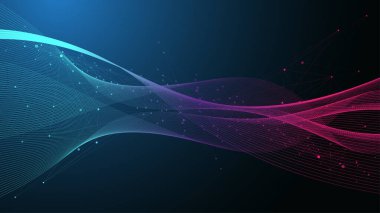 Noktalar ve çizgiler birleştirilmiş teknoloji soyut arka planı. Büyük veri görselleştirmesi. Yapay Zeka ve Makine Öğrenme Arkaplanı. Analitik Ağ illüstrasyonu.