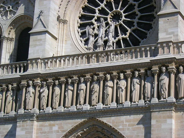 Notre Dame Paris Скульптурна Галерея Царів Старого Заповіту Західному Фасаді — стокове фото