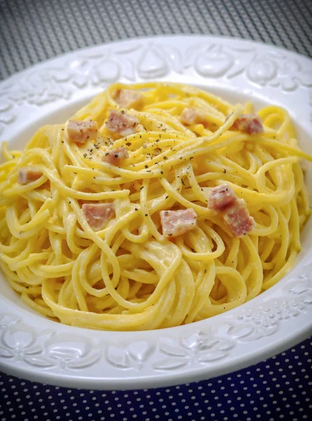 Traditiona Italian Carbonara Pasta — Foto Stock