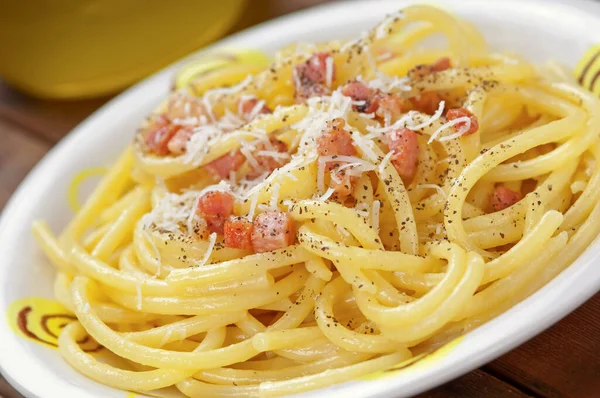 Traditiona Italian Carbonara Pasta — Stock Fotó