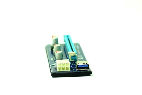 关闭Gpu卡Pci Express Riser的Pci E电源和Usb 3连接器 — 图库照片