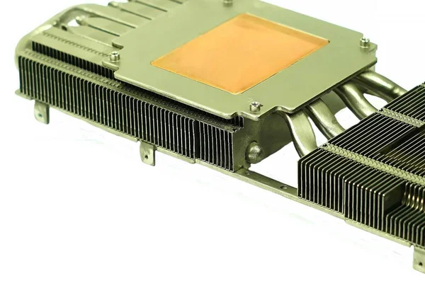 Close Angle Veiw Copper Contacts Gpu Heat Sink Suite — Stock Photo, Image