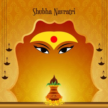 Shubh Navratri 'nin Tanrı ve Kalash Arkaplanlı hali. Doku Arkaplanı.