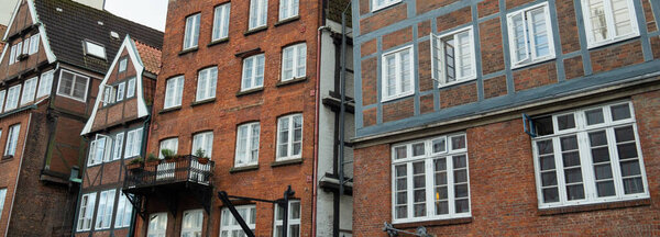 Historic brick facade of Nicalaifleet in the city of Hamburg, Germany
