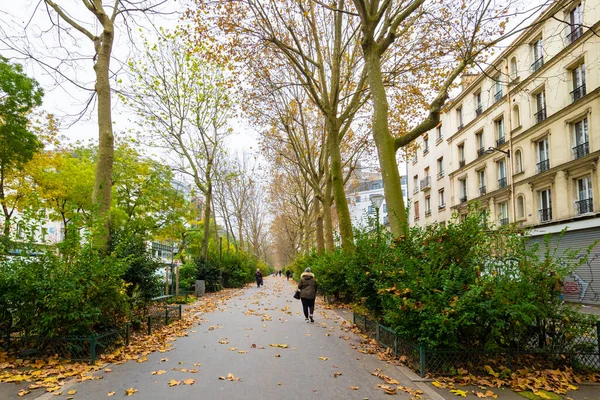 Париж, Франція - 15 листопада 2021: Центральний пішохідний район бульвару Вільє. — стокове фото