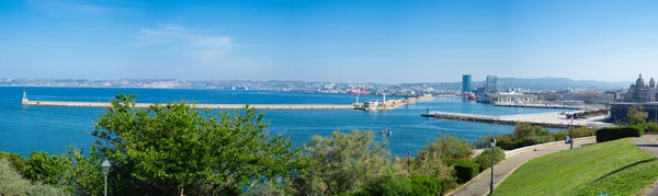 Marsella Francia Importante Centro Transporte Mercancías Pasajeros Vista Desde Colina —  Fotos de Stock