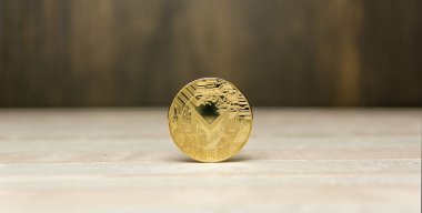  arka plan maded üzerinden dekoratif sıva üzerinde altın monero