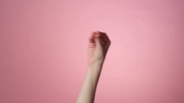 Bla-bla-bla gesture on pink background — Stock Video