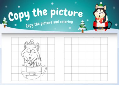 Fotoğrafçı çocuk oyununu ve boyama sayfasını şirin bir köpekle kopyala