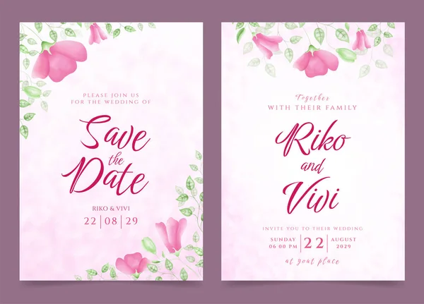 Gül resimli çiçek düğün davetiyesi şablonu