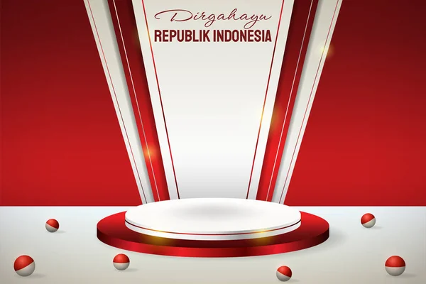 Exhibición Del Podio Rojo Blanco Para Día Independencia Indonesia Agosto Gráficos vectoriales