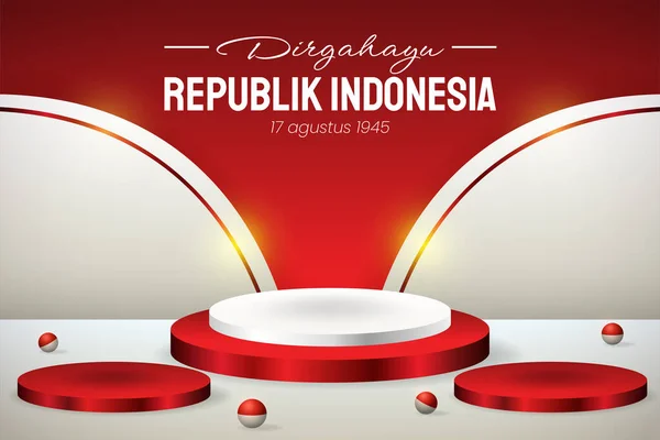 Exhibición Del Podio Rojo Blanco Para Día Independencia Indonesia Agosto Gráficos vectoriales
