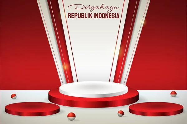 Exhibición Del Podio Rojo Blanco Para Día Independencia Indonesia Agosto Vector de stock