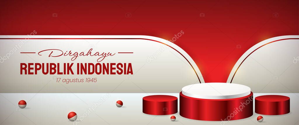 Podium display 3d red and white for Indonesia independence day 17th August